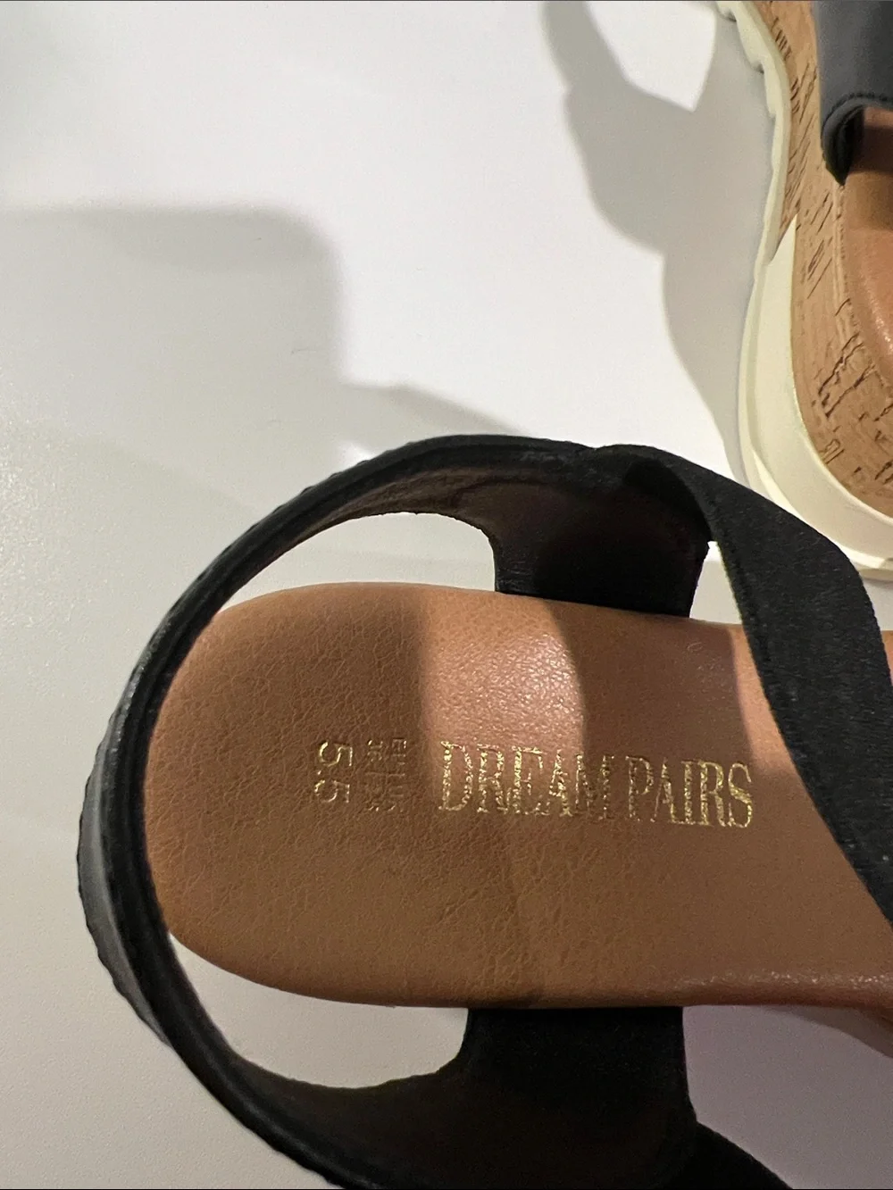 Dream Pairs Black & Tan Cork Platform Sandals
